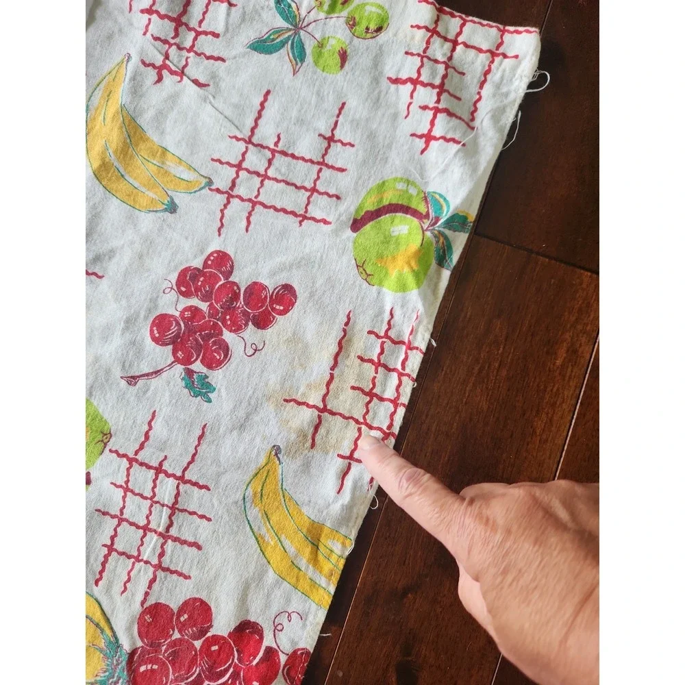 Vtg 40's-50's Feed flour Sack Fabric Valances authentic Cotton Fruit Print 40x24